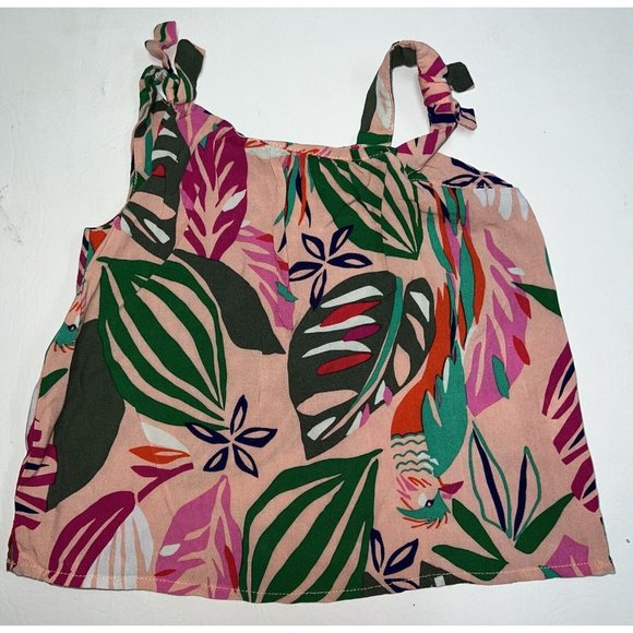 Crazy 8 Baby Girls Floral Tank Top Size 18 24 M Asymmetrical Sleeveless Shirt - Picture 1 of 4